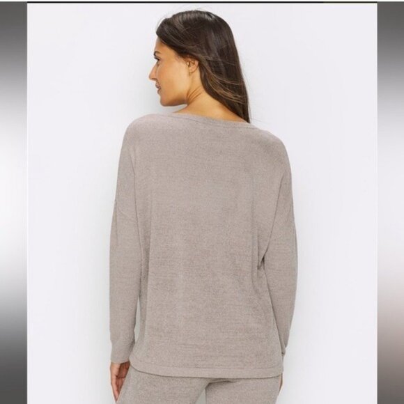 Barefoot Dreams Cozy Chic Ultra Lite Pullover Sweater in Taupe - Picture 7 of 7